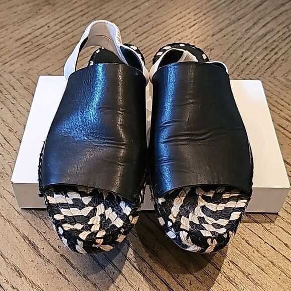 Proenza Schouler leather slingback flat espadilles black and white size 7.5 - Picture 2 of 12
